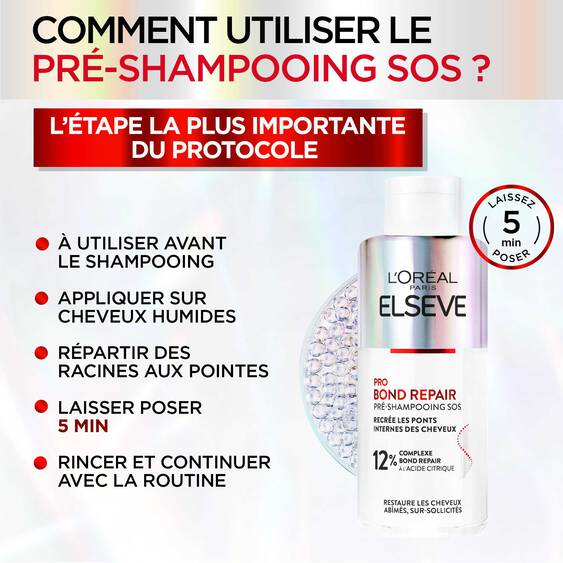L’Oréal Paris – Pré-Shampooing Réparateur SOS pour Cheveux Abîmés & Sur-Sollicités – Complexe à l’Acide Citrique – Protocole de Soin Capillaire – Elseve Pro Bond Repair – 200 ml