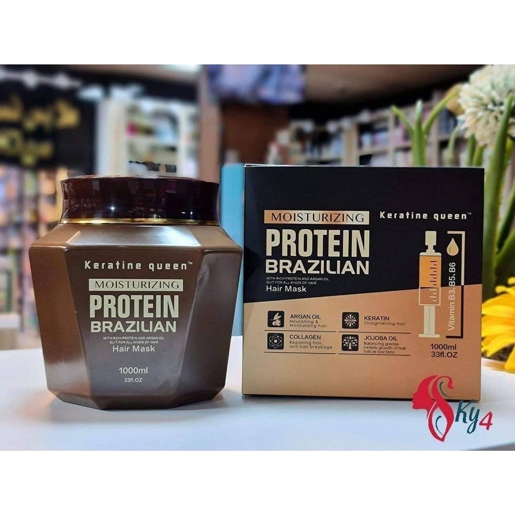 Keratine Queen Protein Brezilien - Masque capillaire brésilien hydratant aux protéines1000 ml (1)