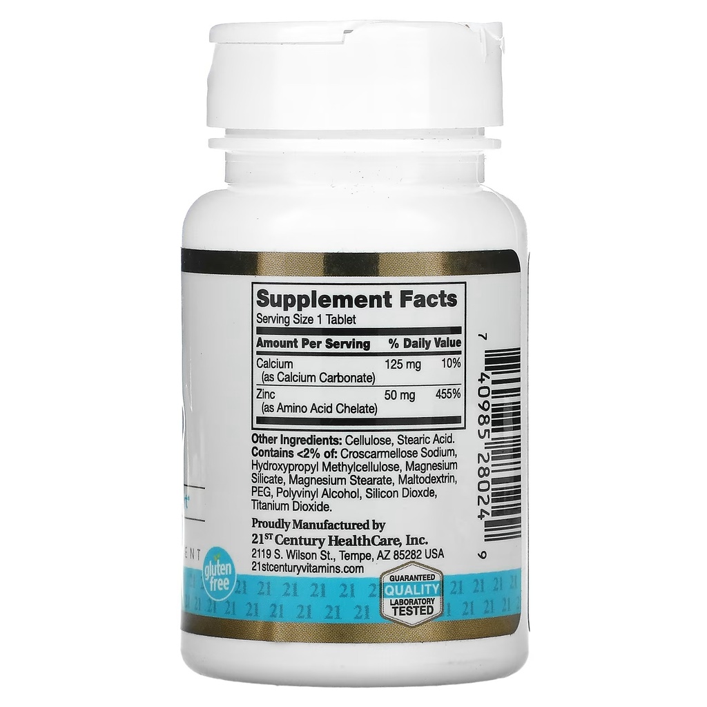 21ST CENTURY, CHELATED ZINC, 50 MG, 60 TABLETS