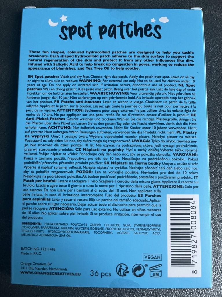 PATCHS ANTI-BOUTONS AVEC ACID SALICYLIC X36
