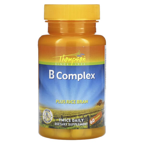 Thompson, B Complex, Plus Rice Bran, 60 Tablets 