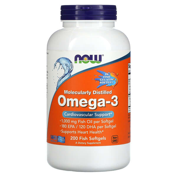 NOW FOODS, OMEGA-3, 180 EPA /120 DHA, 200 FISH SOFTGELS