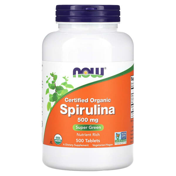 NOW FOODS SPIRULINE CERTIFIEE BIOLOGIQUE 500MG 500 COMPRIMES