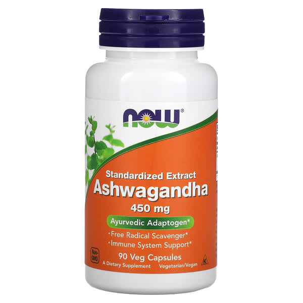 NOW FOODS, ASHWAGANDHA, EXTRAIT STANDARDISÉ, 450 MG, 90 CAPSULES VÉGÉTARIENNES
