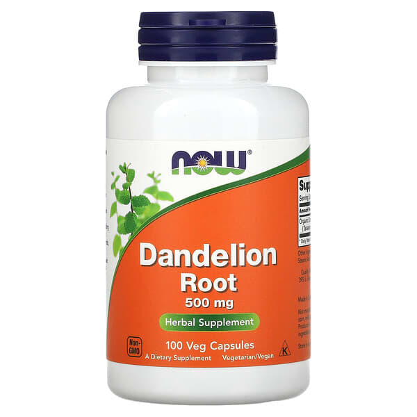 NOW FOODS, DANDELION ROOT, 500 MG, 100 VEG CAPSULES 