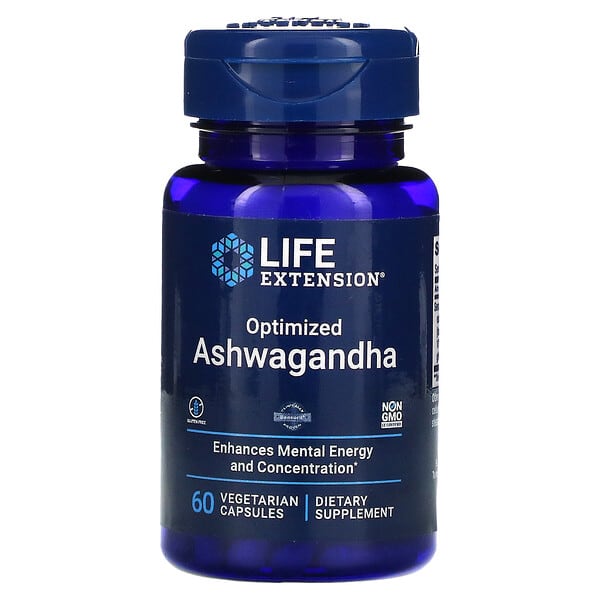 LIFE EXTENSION, ASHWAGANDHA OPTIMISÉ, 60 CAPSULES VÉGÉTARIENNES 