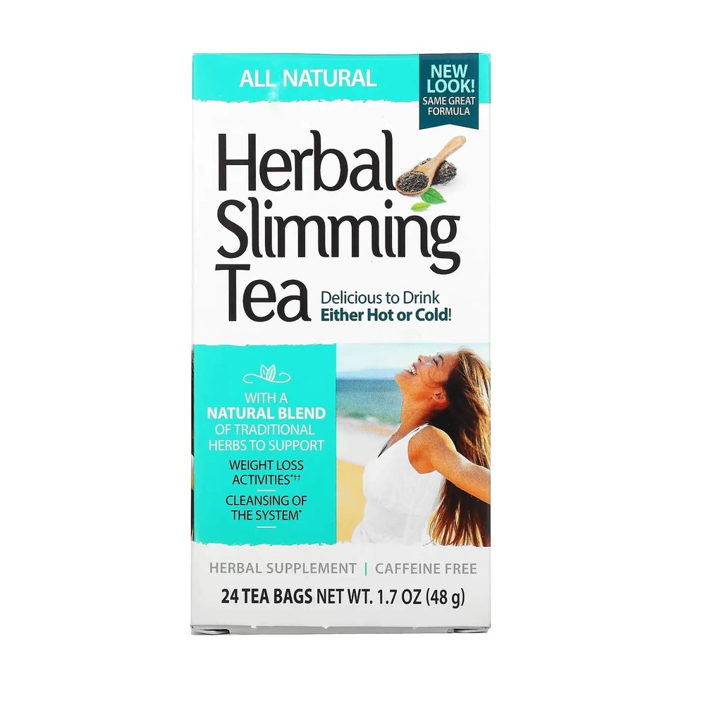 21ST CENTURY. HERBAL SLIMMING TEA. ALL NATURAL. CAFFEINE FREE. 24 TEA BAGS