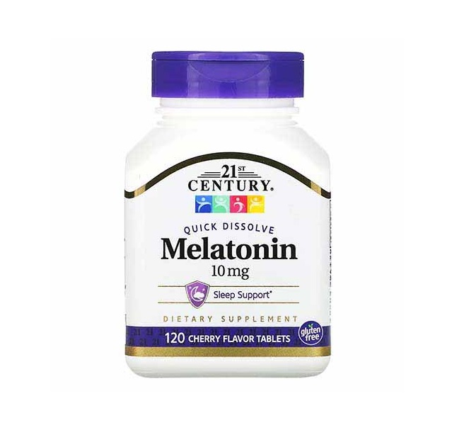 21ST CENTURY. MÉLATONINE À DISSOLUTION RAPIDE. ARÔME DE CERISE. 10 MG. 120 COMPRIMÉS