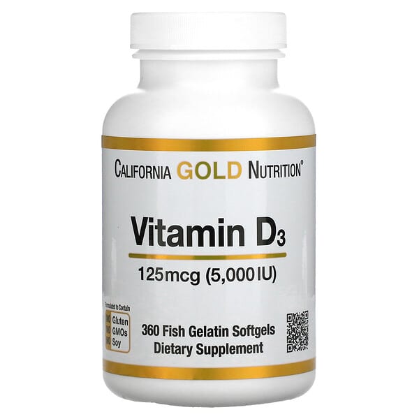 CALIFORNIA GOLD NUTRITION VITAMIN D3 360 CAP - 125mcg