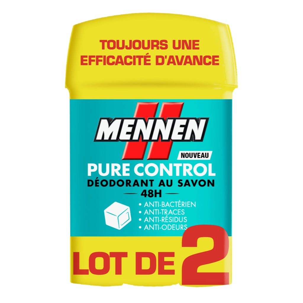 MENNEN PURE CONTROL DEODORANT AU SAVON 48H - 2X50ML
