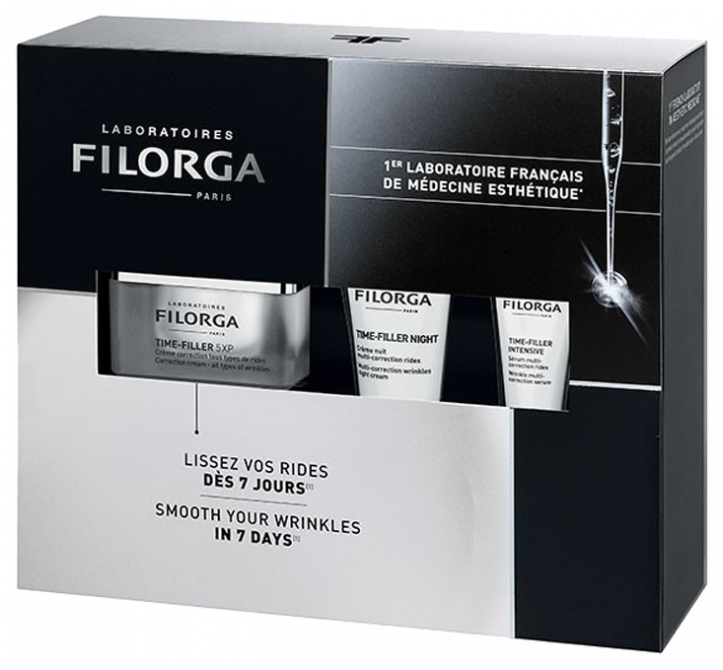 FILORGA COFFRET - Time-Filler 5XP Crème de Jour 50ml + Time-Filler Night Crème de Nuit 15ml Offerte + Time-Filler Intensive Sérum 7ml Offert
