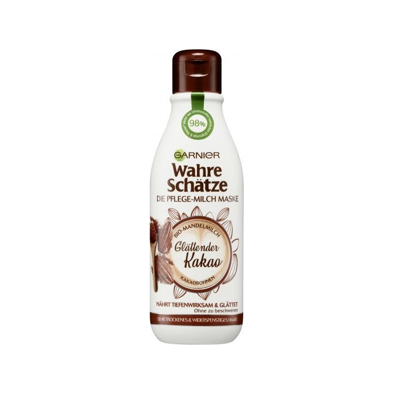 GARNIER MASQUE CAPILLAIRE AU LAIT NOURRISSANT, CACAO LISSANT, NOURRIT LES CHEVEUX SECS ET INDISCIPLINÉS 250 ML