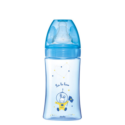 DODIE BIBERON INI+ 270ML BLEU COSMONAUTE 0-6 TETINE RONDE