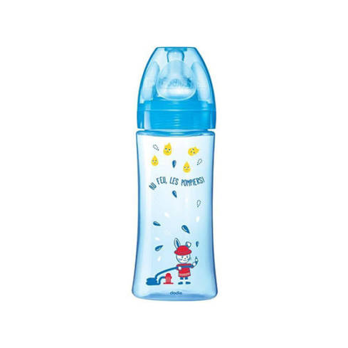 DODIE BIBERON INI+ 330ML BLEU POMPIER +6 M TETINE RONDE ANTI COLIQUE