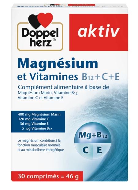 DOPPEL HERZ MAGNESIUM+B12+C+E, 30 CPS