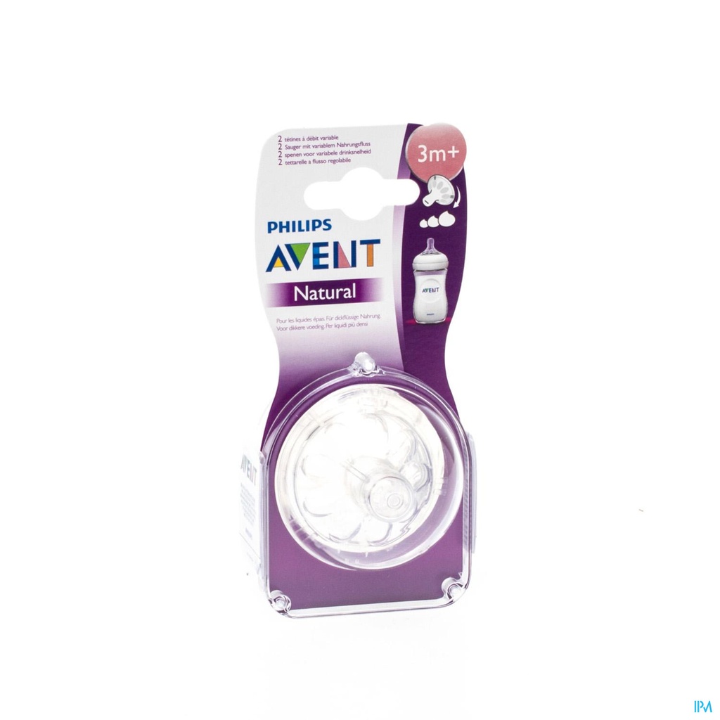 AVENT 2 TETINES -3M /VARIABLE