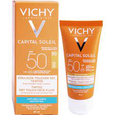 VICHY ECRAN CREME ANTI BRILLANCE PEAU SENSIBLE MIXTE A GRASSE TEINTE + IDEAL SOLEIL