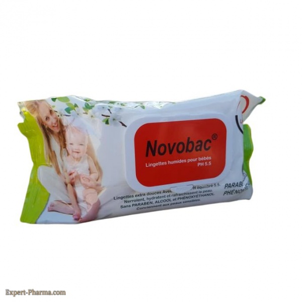 NOVOBAC LINGETTES HUMIDES POUR BEBES PH5.5 120 LINGETTES 