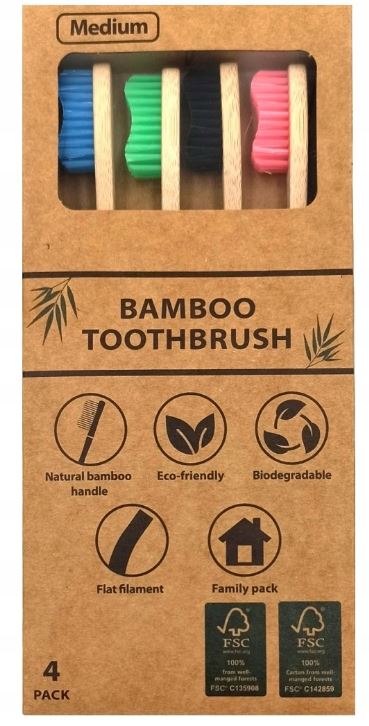 SET BROSSE A DENTS EN BAMBOO 4 PCS