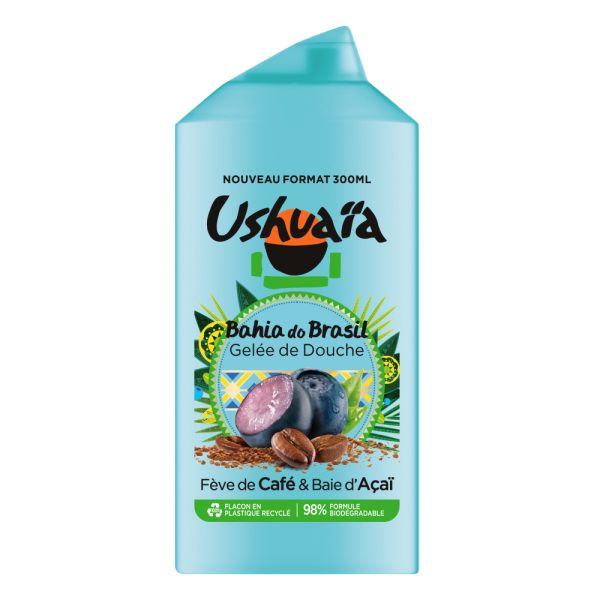 USHUAÏA – DOUCHE SOIN GOMMANTE AU SAVON NOIR &amp; ÉCLATS DE NOIX D’ARGAN – 300ML