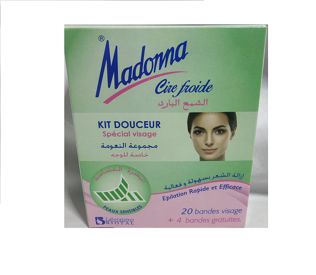 MADONNA 20+4 BANDES DE CIRE FROIDE VISAGE - PEAUX SENSIBLES - 