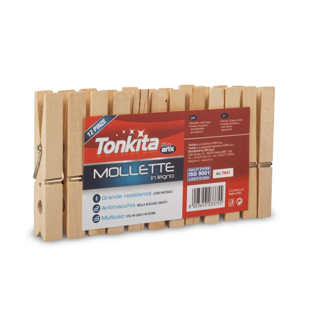 TONIKA PINCES A LINGE EN BOIS 12PCS