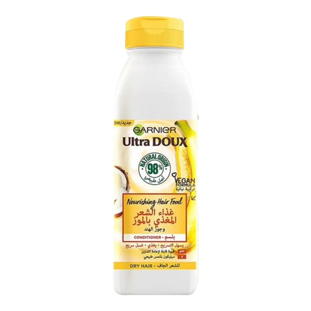 GARNIER ULTRA DOUX HAIR FOOD BANNANA & KARITÉ APRÈS-SHAMPOOING CHEVEUX SECS 350ML
