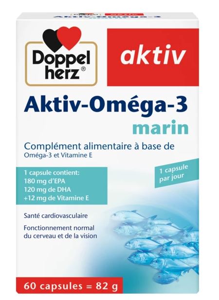 DOPPEL HERZ AKTIV OMEGA 3 MARINE, 60 CAPSULES