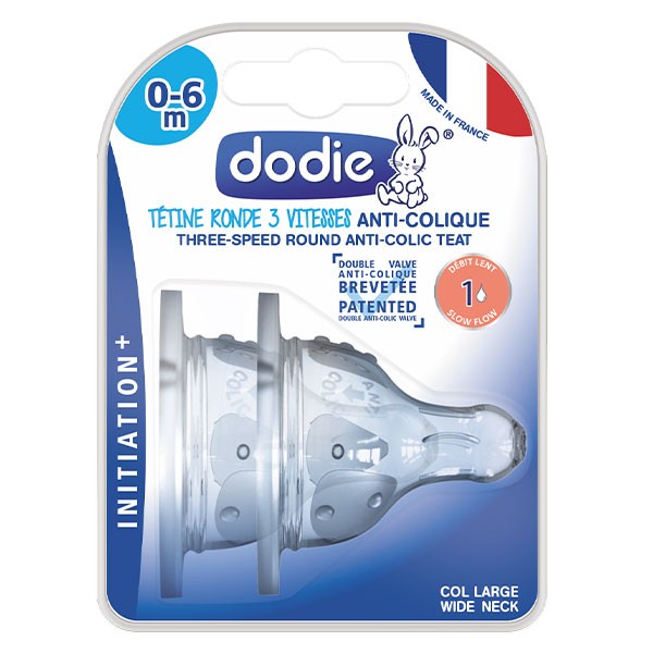 DODIE TETINE RONDE 3 VITESSES INITIATION+ ANTI COLIQUE  0-6M *2
