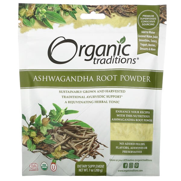 [627733003919] ORGANIC TRADITIONS POUDRE DE RACINE ASHWAGANDHA 200 G