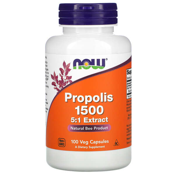 [733739025401] NOW FOODS, PROPOLIS 1500 - 100 CAPSULES VÉGÉTARIENNES