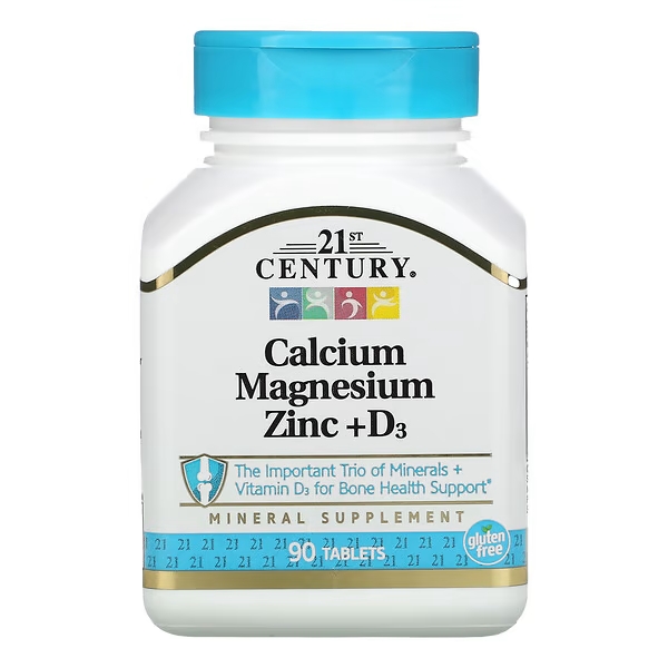 [740985222638] 21ST CENTURY CALCIUM MAGNRSIUM ZIN + D3 90 COMPRIMES