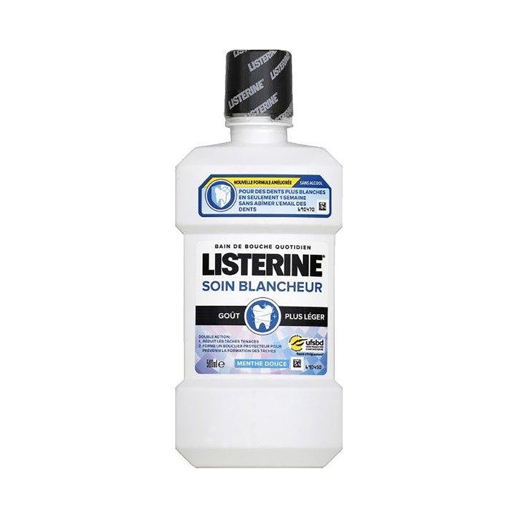 [3574661491721] LISTERINE BAIN BOUCHE SOIN BLANCHEUR GOUT PLUS LEGER SANS ALCOOL MENTHE DOUCE 500ML