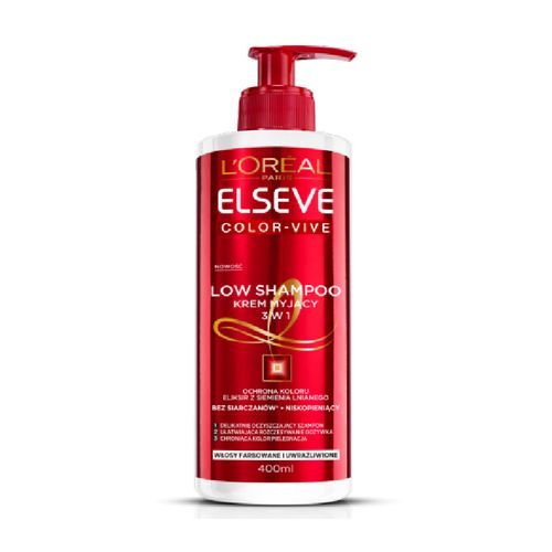 [3600523328802] ELSEVE LOW SHAMPOO COLOR-VIVE CRÈME LAVANTE DÉLICATE POUR CHEVEUX COLORÉS 400ML