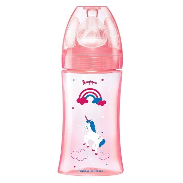 [3700763536903] DODIE BIBERON INITIATION+ ANTI-COLIQUES 3 VITESSES 0-6 MOIS ROSE LICORNE - 270ML