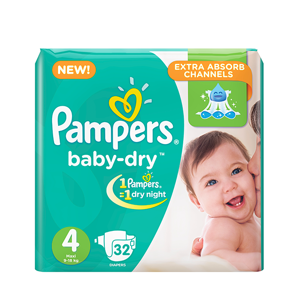 [4015400680819] PAMPERS BABY DRY TAILLE 4 32 UNITES