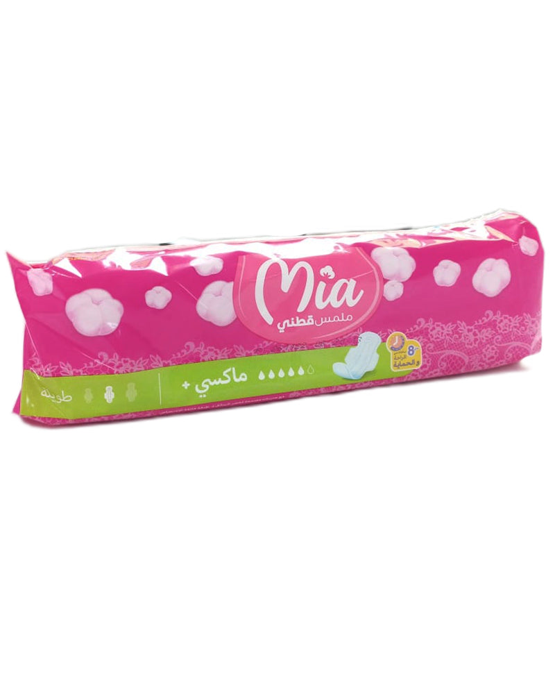 [6111245598949] MIA COTTON TOUCH SERVIETTE HYGIÉNIQUE MAXI PLUS LONG - 8 UNITÉS