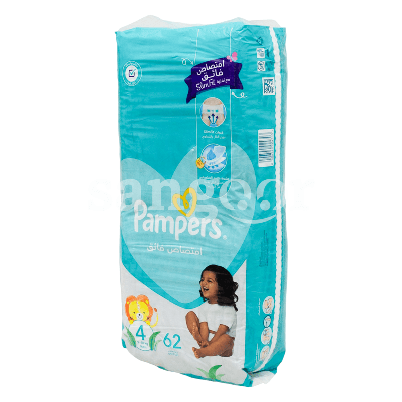 [8006540924303] PAMPERS COUCHE BEBE ULTRA-ABSORBANT SLIM-FIT TAILLE 4 (9-18)KG 62 COUCHES