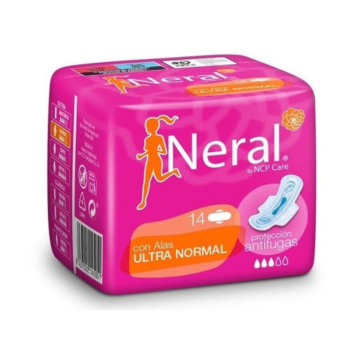 [8437022145051] NERAL SERVIETTE PERIODIQUE ULTRA NORMALE COMPRESSE AVEC DES AILES 14 UNITÉS