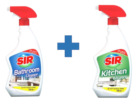 [8693023013625] SIR NETTOYANT CUISINE ET SALLE DE BAIN PROMO 2x750ML