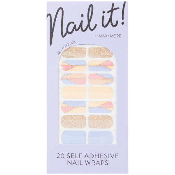 [8719827008053] MAX &amp; MORE NAIL WRAPS RETRO GLAM 20PCS