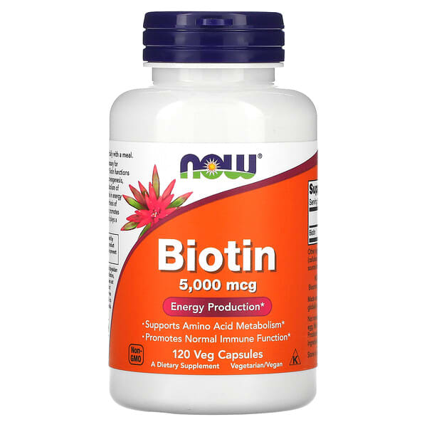 [733739004741] NOW FOODS, BIOTINE, 5000 ΜG, 120 CAPSULES VÉGÉTARIENNES