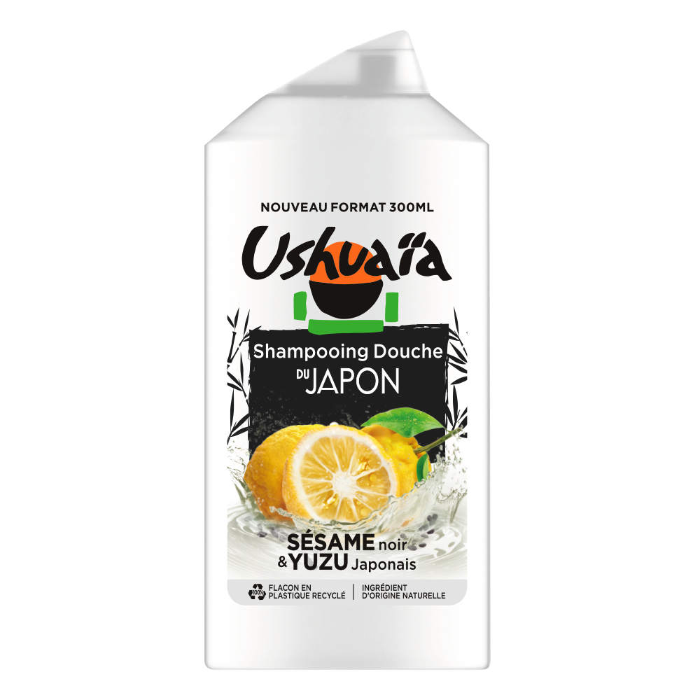 [3600551053660] USHUAÏA – SHAMPOOING DOUCHE 2 EN 1 AU SÉSAM NOIR ET YUZU JAPONAIS – 300ML