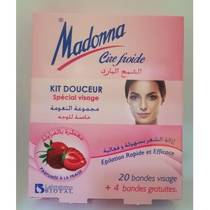 [6111033002085] MADONNA 20+4 BANDES DE CIRE FROIDE VISAGE PARFUM FRAISE