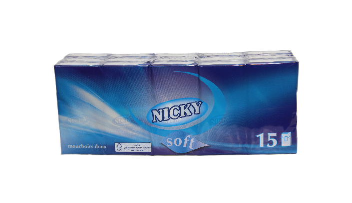 [8004260466486] NICKY MOUCHOIRS DOUX EN PAQUET DE 15 MOUCHOIRS