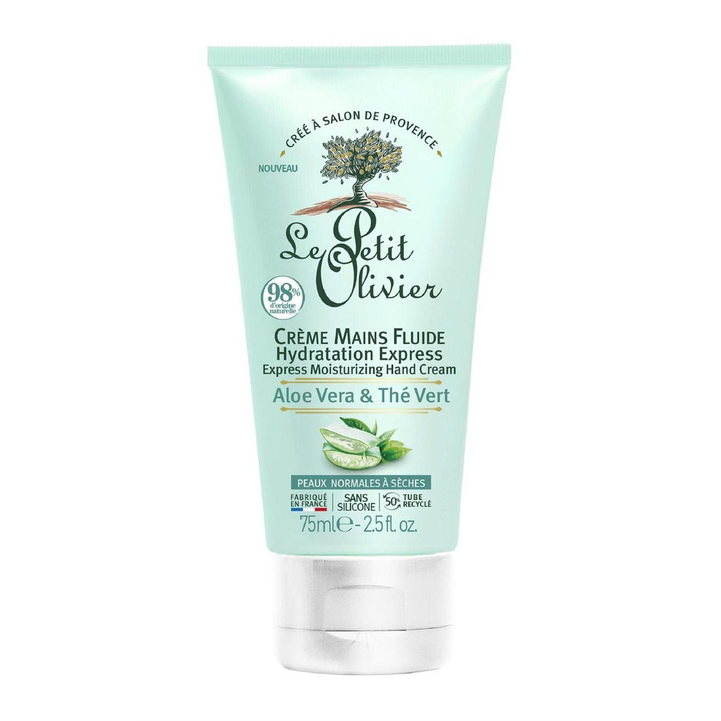 [3549620050042] LE PETIT OLIVIER CRÈME MAINS FLUIDE HYDRATATION EXPRESS ALOE VERA & THÉ VERT - 75ML