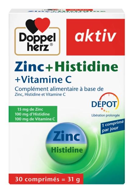 [4009932138726] DOPPEL HERZ ZINC+HISTIDINE+VITAMIN C DEPOT, 100 COMPRIMÉS
